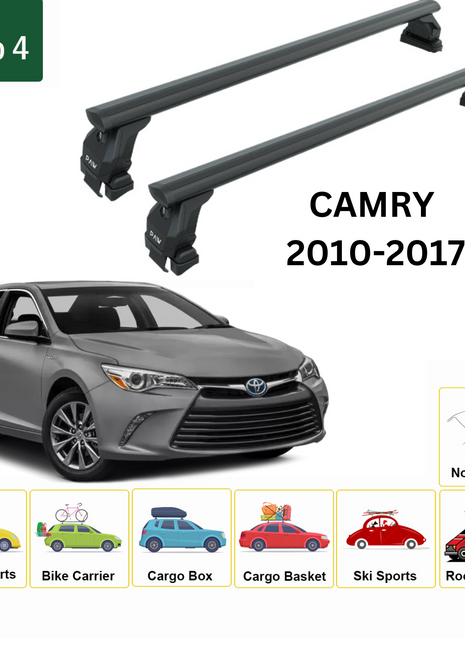 Toyota Camry 2010-2017 Oluksuz Üst Tavan Portbagaj Taşıyıcı Ara Atkısı Toros Serisi Pro 4 Siyah