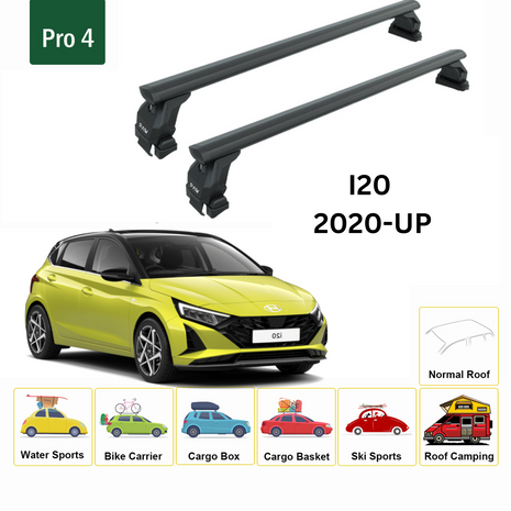 Hyundai İ20 2020-2025 Oluksuz Üst Tavan Portbagaj Taşıyıcı Ara Atkısı Toros Serisi Pro 4 Siyah
