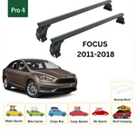 Ford Focus Sedan (C346) 2011-2018 Oluksuz Üst Tavan Portbagaj Taşıyıcı Ara Atkısı Toros Serisi Pro 4 Siyah