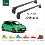 Renault Clio 3D 2005-2012 Oluksuz Üst Tavan Portbagaj Taşıyıcı Ara Atkısı Toros Serisi Pro 4 Siyah