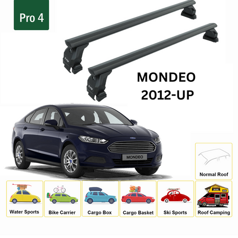 Ford Mondeo 2012-2022 Oluksuz Üst Tavan Portbagaj Taşıyıcı Ara Atkısı Toros Serisi Pro 4 Siyah