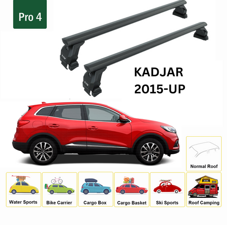 Renault Kadjar 2015-2025 Oluksuz Üst Tavan Portbagaj Taşıyıcı Ara Atkısı Toros Serisi Pro 4 Siyah