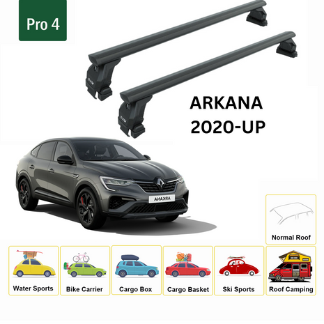 Renault Arkana 2020-2025 Oluksuz Üst Tavan Portbagaj Taşıyıcı Ara Atkısı Toros Serisi Pro 4 Siyah