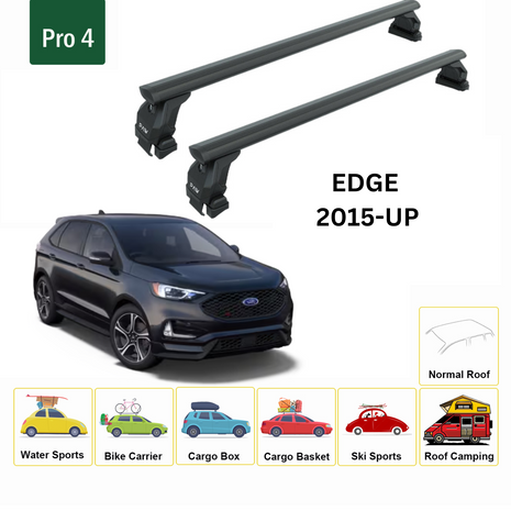 Ford Edge (Cd 539) 2015-2024 Oluksuz Üst Tavan Portbagaj Taşıyıcı Ara Atkısı Toros Serisi Pro 4 Siyah
