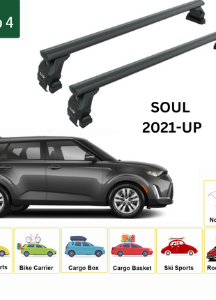 Kia Soul 2021-2025 Oluksuz Üst Tavan Portbagaj Taşıyıcı Ara Atkısı Toros Serisi Pro 4 Siyah