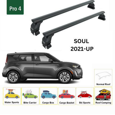 Kia Soul 2021-2025 Oluksuz Üst Tavan Portbagaj Taşıyıcı Ara Atkısı Toros Serisi Pro 4 Siyah