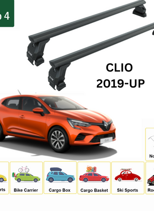 Renault Clio 2019-2025 Oluksuz Üst Tavan Portbagaj Taşıyıcı Ara Atkısı Toros Serisi Pro 4 Siyah