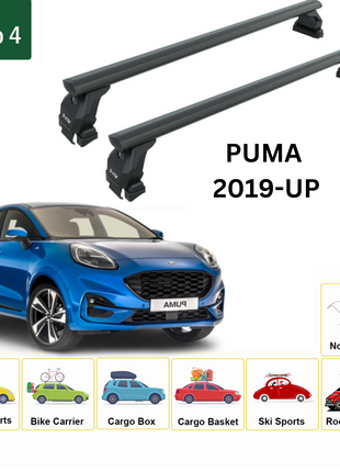 Ford Puma 2019-2025 Oluksuz Üst Tavan Portbagaj Taşıyıcı Ara Atkısı Toros Serisi Pro 4 Siyah