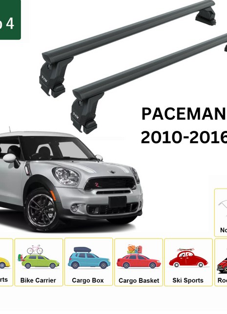 Mini Paceman 2010-2016 Oluksuz Üst Tavan Portbagaj Taşıyıcı Ara Atkısı Toros Serisi Pro 4 Siyah