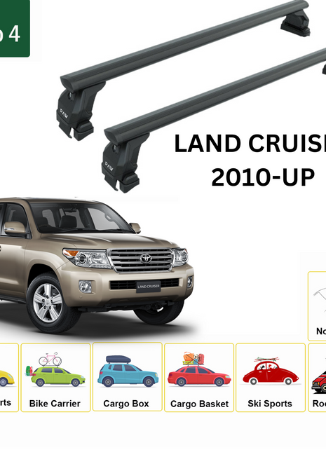 Toyota Land Cruiser 2008-2021 Oluksuz Üst Tavan Portbagaj Taşıyıcı Ara Atkısı Toros Serisi Pro 4 Siyah