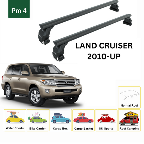 Toyota Land Cruiser 2008-2021 Oluksuz Üst Tavan Portbagaj Taşıyıcı Ara Atkısı Toros Serisi Pro 4 Siyah