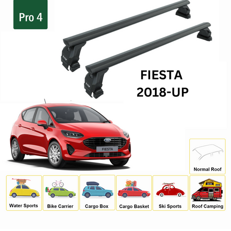 Ford Fiesta (B299) 2018-Up Oluksuz Üst Tavan Portbagaj Taşıyıcı Ara Atkısı Toros Serisi Pro 4 Siyah