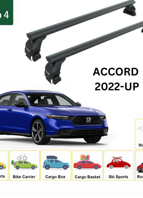 Honda Accord 2022-2025 Oluksuz Üst Tavan Portbagaj Taşıyıcı Ara Atkısı Toros Serisi Pro 4 Siyah