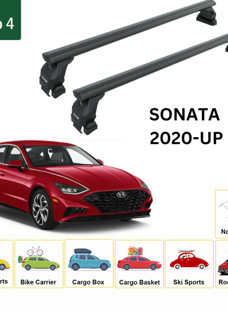 Hyundai Sonata 2020-2025 Oluksuz Üst Tavan Portbagaj Taşıyıcı Ara Atkısı Toros Serisi Pro 4 Siyah