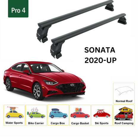 Hyundai Sonata 2020-2025 Oluksuz Üst Tavan Portbagaj Taşıyıcı Ara Atkısı Toros Serisi Pro 4 Siyah