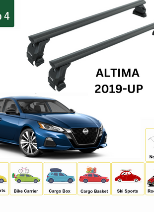 Nissan Altima 2019-2025 Oluksuz Üst Tavan Portbagaj Taşıyıcı Ara Atkısı Toros Serisi Pro 4 Siyah