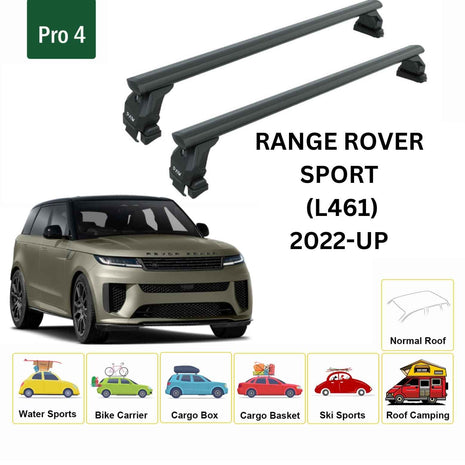 Land Rover Range Rover Sport L461 2022-2025 Oluksuz Üst Tavan Portbagaj Taşıyıcı Ara Atkısı Toros Serisi Pro 4 Siyah