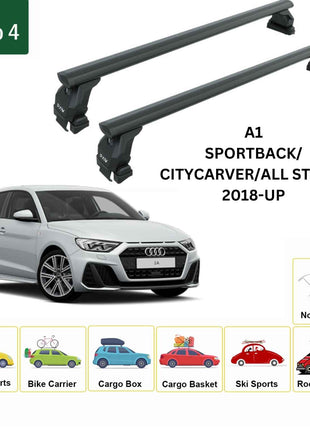 Audi A1 2018-2025 Oluksuz Üst Tavan Portbagaj Taşıyıcı Ara Atkısı Toros Serisi Pro 4 Siyah