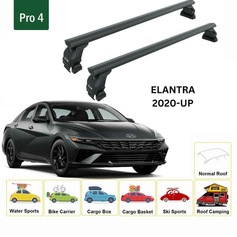 Hyundai Elantra 2020-2025 Oluksuz Üst Tavan Portbagaj Taşıyıcı Ara Atkısı Toros Serisi Pro 4 Siyah