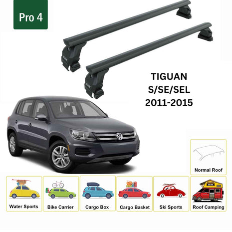 Volkswagen Tiguan 2011-2015 Oluksuz Üst Tavan Portbagaj Taşıyıcı Ara Atkısı Toros Serisi Pro 4 Siyah