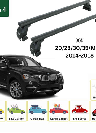 Bmw X4 2014-2018 Oluksuz Üst Tavan Portbagaj Taşıyıcı Ara Atkısı Toros Serisi Pro 4 Siyah