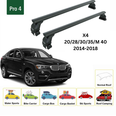 Bmw X4 2014-2018 Oluksuz Üst Tavan Portbagaj Taşıyıcı Ara Atkısı Toros Serisi Pro 4 Siyah