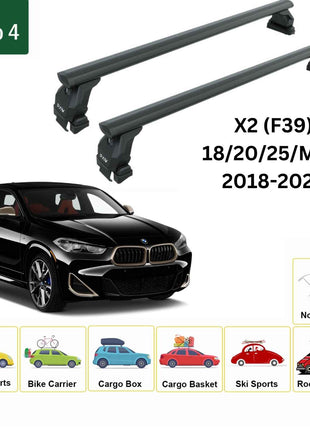 Bmw X2 (F39) 2018-2023 Oluksuz Üst Tavan Portbagaj Taşıyıcı Ara Atkısı Toros Serisi Pro 4 Siyah