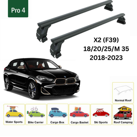 Bmw X2 (F39) 2018-2023 Oluksuz Üst Tavan Portbagaj Taşıyıcı Ara Atkısı Toros Serisi Pro 4 Siyah