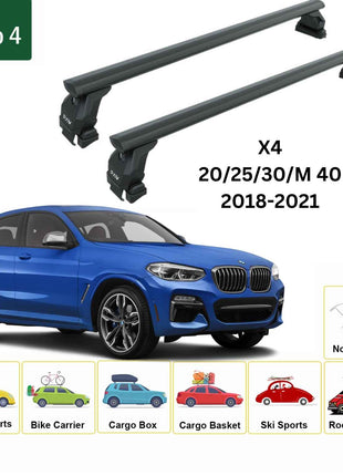 Bmw X4 2018-2021 Oluksuz Üst Tavan Portbagaj Taşıyıcı Ara Atkısı Toros Serisi Pro 4 Siyah