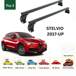 Alfa Romeo Stelvio 2017-2025 Oluksuz Üst Tavan Portbagaj Taşıyıcı Ara Atkısı Toros Serisi Pro 4 Siyah