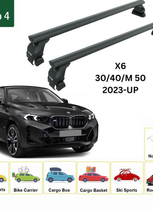 Bmw X6 2023-2025 Oluksuz Üst Tavan Portbagaj Taşıyıcı Ara Atkısı Toros Serisi Pro 4 Siyah