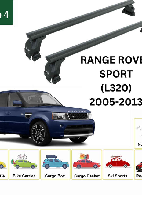 Land Rover Range Rover Sport (L320) 2005-2013 Oluksuz Üst Tavan Portbagaj Taşıyıcı Ara Atkısı Toros Serisi Pro 4 Siyah