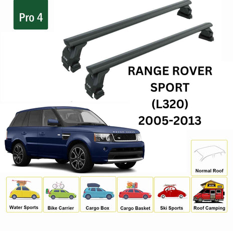 Land Rover Range Rover Sport (L320) 2005-2013 Oluksuz Üst Tavan Portbagaj Taşıyıcı Ara Atkısı Toros Serisi Pro 4 Siyah