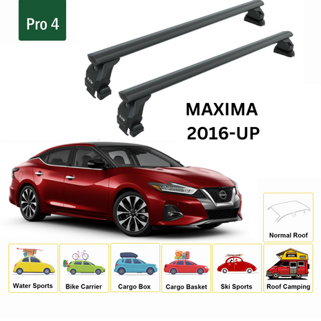 Nissan Maxima 2016-2023 Oluksuz Üst Tavan Portbagaj Taşıyıcı Ara Atkısı Toros Serisi Pro 4 Siyah