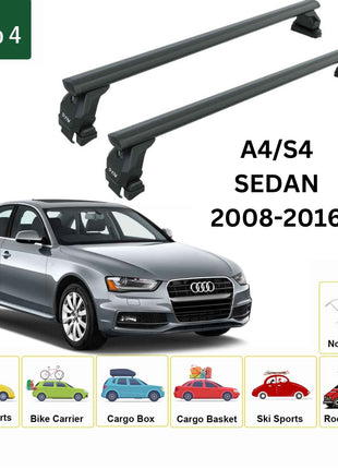 Audi A4/S4 2008-2016 Oluksuz Üst Tavan Portbagaj Taşıyıcı Ara Atkısı Toros Serisi Pro 4 Siyah