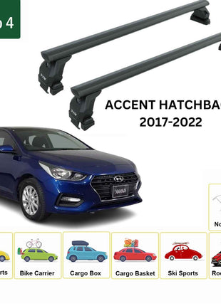 Hyundai Accent Hb 2017-2022 Oluksuz Üst Tavan Portbagaj Taşıyıcı Ara Atkısı Toros Serisi Pro 4 Siyah