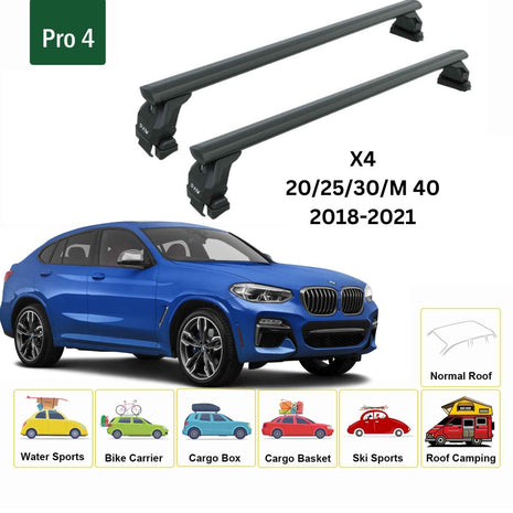 Bmw X4 2018-2021 Oluksuz Üst Tavan Portbagaj Taşıyıcı Ara Atkısı Toros Serisi Pro 4 Siyah