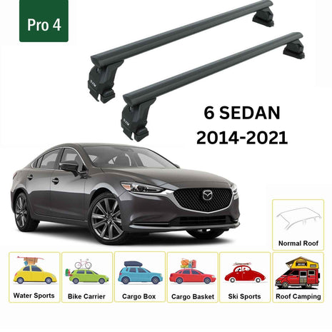 Mazda 6 Sedan 2014-2025 Oluksuz Üst Tavan Portbagaj Taşıyıcı Ara Atkısı Toros Serisi Pro 4 Siyah