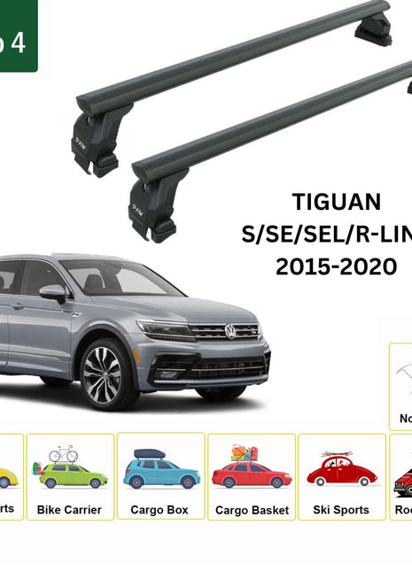 Volkswagen Tiguan 2015-2020 Oluksuz Üst Tavan Portbagaj Taşıyıcı Ara Atkısı Toros Serisi Pro 4 Siyah