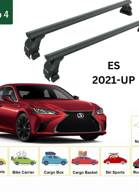 Lexus Es 2021-2025 Oluksuz Üst Tavan Portbagaj Taşıyıcı Ara Atkısı Toros Serisi Pro 4Pro 4 Siyah