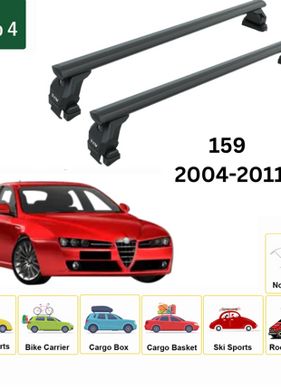 Alfa Romeo 159 2004-2011 Oluksuz Üst Tavan Portbagaj Taşıyıcı Ara Atkısı Toros Serisi Pro 4 Siyah