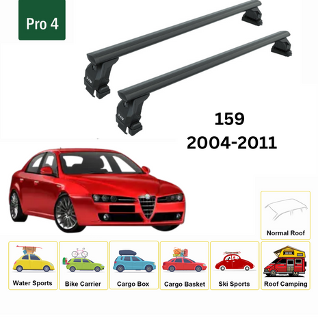 Alfa Romeo 159 2004-2011 Oluksuz Üst Tavan Portbagaj Taşıyıcı Ara Atkısı Toros Serisi Pro 4 Siyah