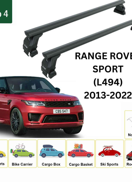 Land Rover Range Rover Sport (L494) 2013-2022 Oluksuz Üst Tavan Portbagaj Taşıyıcı Ara Atkısı Toros Serisi Pro 4 Siyah