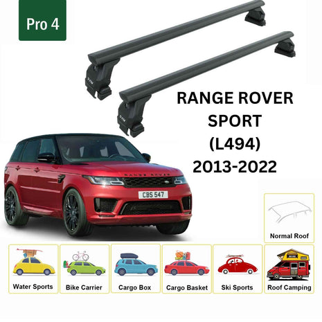 Land Rover Range Rover Sport (L494) 2013-2022 Oluksuz Üst Tavan Portbagaj Taşıyıcı Ara Atkısı Toros Serisi Pro 4 Siyah
