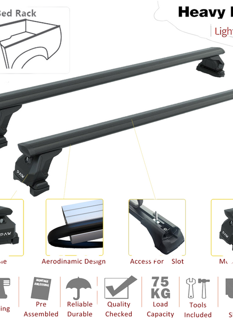 Ford Ranger Wildtrak (2023-2025) Kasa Üstü Bed Rack Taşıyıcı Bar – Siyah | Kilitli Sistem | Vida Montajlı