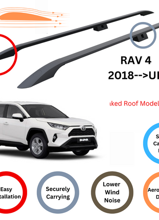 Toyota Rav 4 2013-2019 Araç Üstü Alüminyum Tavan Yan Rayları Plus Serisi - Siyah