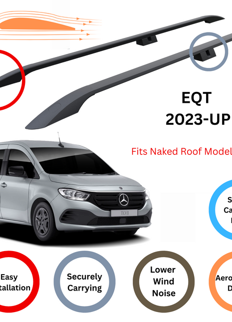 Mercedes Eqt 2023-2025 Roof Side Rails Ultimate Style Alu Siyah