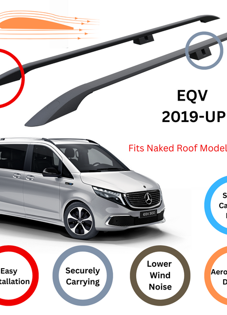 Mercedes Eqv 2019-Up Roof Side Rails Ultimate Style Alu Siyah