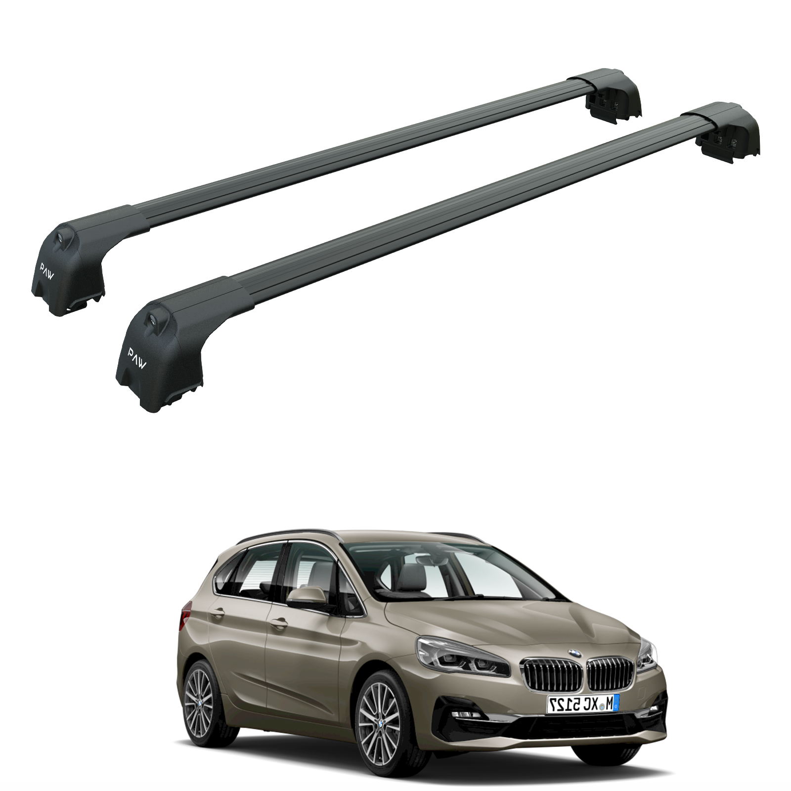 For Bmw 2 Active Tourer F45 2014-2021 Roof Rack Cross Bars Flush Rail Black