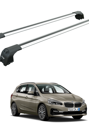 For Bmw 2 Active Tourer F45 2014-2021 Roof Rack Cross Bars Flush Rail Silver